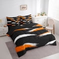thumbnail image 3 of Homewish Geometric Lines Print 7 Pieces Bedding Comforter Set,Graffiti Stripes Pattern Full Bedding Set,Orange White Black Fitted Sheet Flat Sheet For Teens,Luxury Bedroom Decor Reversible, 3 of 8