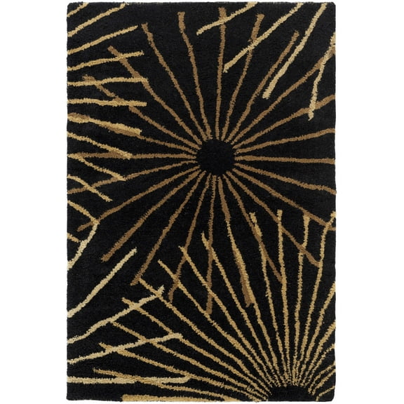 BoutiqueRugs Clover Contemporary Area Rug - Black, Dark Brown, Tan - 10' x 14'