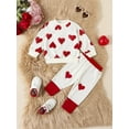thumbnail image 2 of Bslissey Baby Boys Girls 2Pcs Valentine's Day Outfits Heart Print Long Sleeve Sweatshirt + Elastic Waist Pants 3M 6M 9M 12M 18M 24M Infant Toddler Casual Clothes, 2 of 9