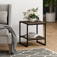 thumbnail image 2 of Furinno Camnus Side Table, 2-Tier Rustic Brown End Table with Metal Frame, Square Night Stand with Open Shelf, Bedside Table, Easy Assembly, for Living Room, Bedroom, Brown Walnut, 2 of 5
