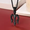 thumbnail image 5 of FaithHeart Greek Neptune Necklace for Men Black Stainless Steel Poseidon Pronged Pendant Ancient Greece Amulet Jewelry Gift for Sailor Dad Grandpa Fathers Day, 5 of 8
