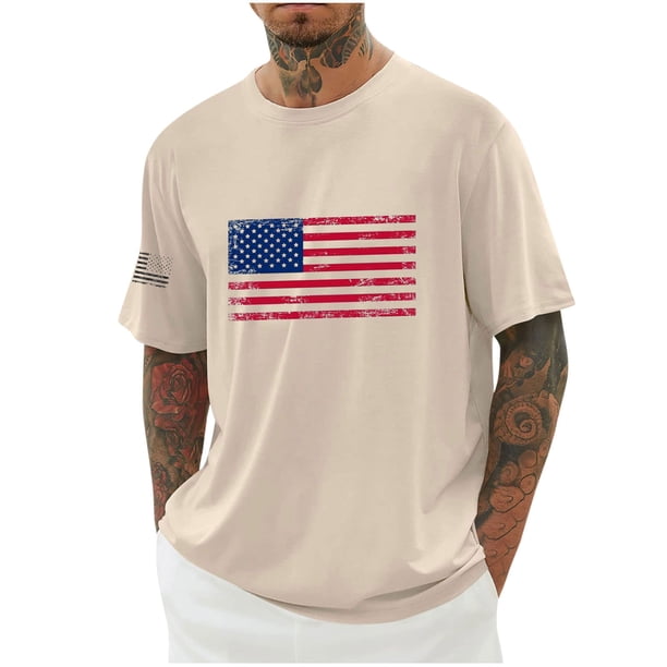 Camisas de Manga Larga para Hombres Imprimir Casual Cuello Redondo Blusa de Manga Corta, Camisas de Lino para Hombres