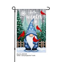 JOOCAR Hello Winter Gnome with Cardinals Garden Flag for Winter Christmas Home Outdoor Garden Yard Door Decor 12x18 inch