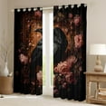 thumbnail image 2 of Manfei Halloween Crow Child Curtains Pack of 2 (42x84 Each), Vintage Romantic Flower Curtains Blackout, Mystic Galaxy Moon Bedroom Curtains, Living Room Curtains Decor, 2 of 6