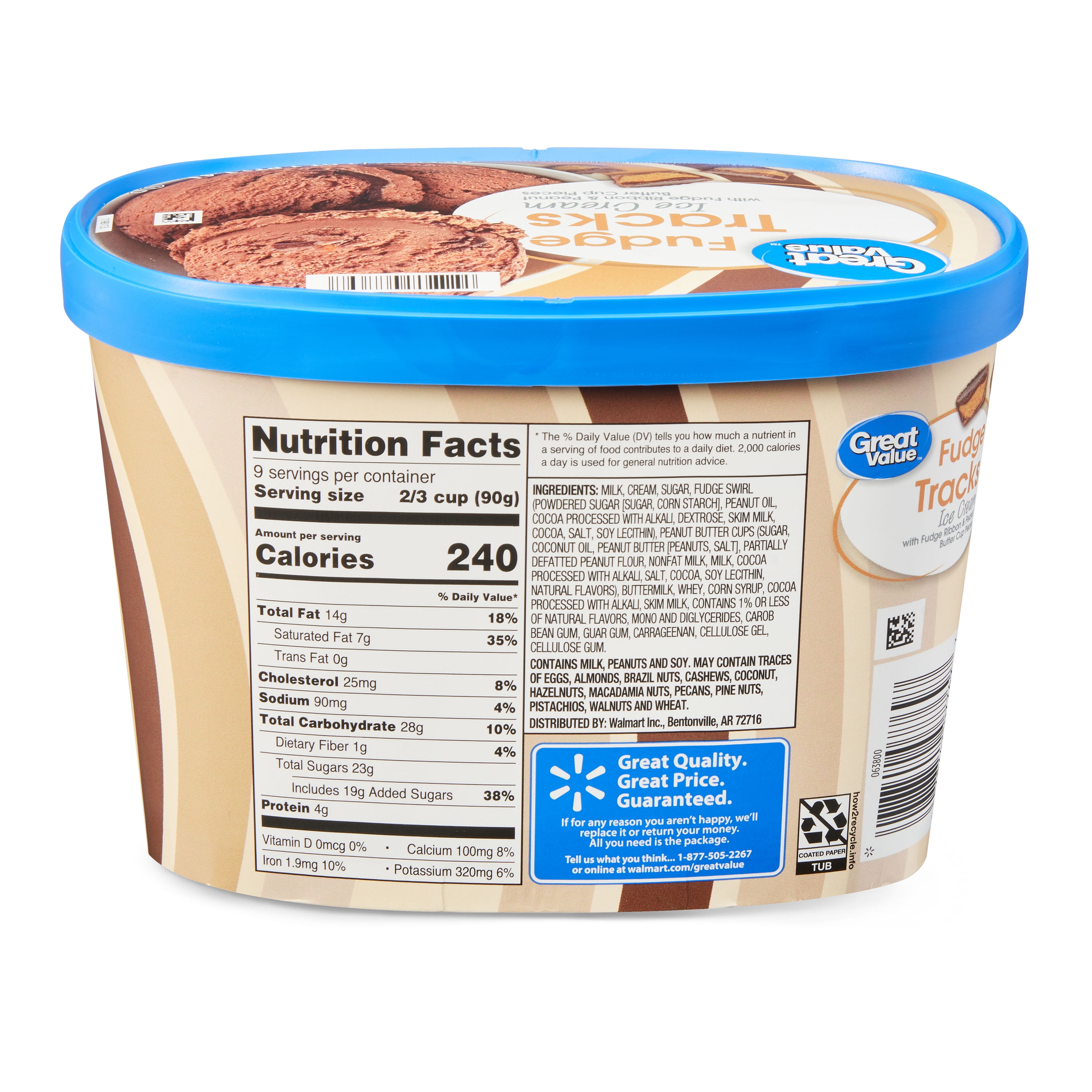 Great Value Fudge Tracks Ice Cream, 48 fl oz