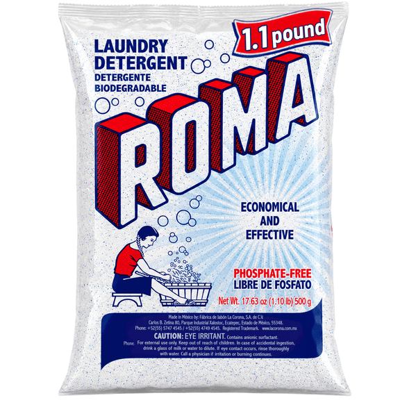 Roma Powder Laundry Detergent, Heavy Duty Cleaning for Stains, Grease and Dirt, 1.1 lb