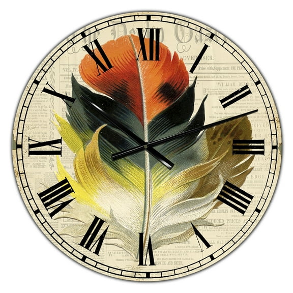 Designart Oversized Multicolor Analog Round Cottage Modern Wall Clocks, CLM25367-C23