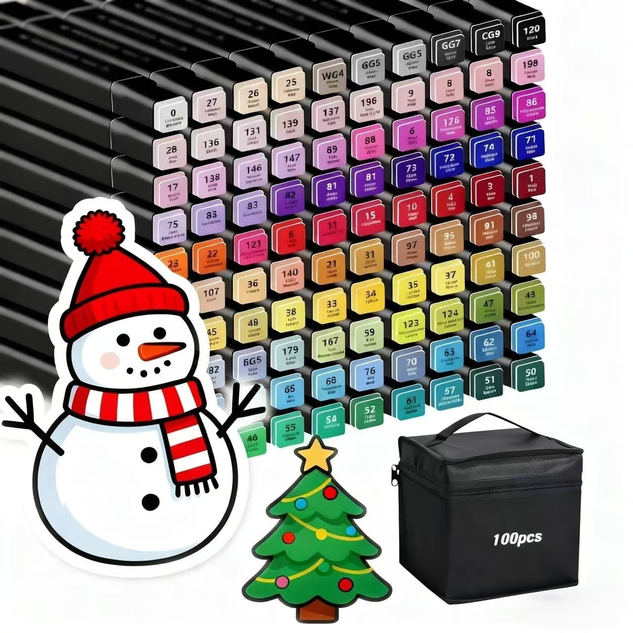 100 pcs Alcohol Markers Set, Double Ended Artist with Carrying Case Great for Coloring, Painting, Sketching, Card Making and Illustration