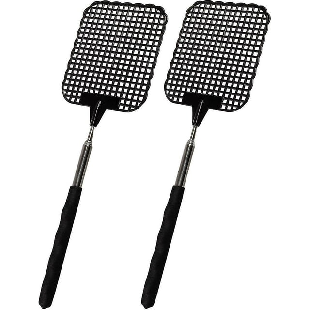 Set Of 2 Extendable Fly Swatters Extendable Telescope Length Of 26 Cm 72 Cm Black