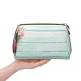 thumbnail image 4 of Xecao Flowers And Turquoise Wooden Print Fashion Makeup PVC Bag Large Capacity Travel Cosmetic Bag for Women Organizer Toiletry Clutch, 4 of 8