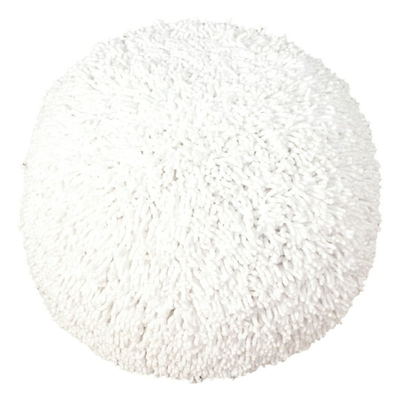 LR Home Medium Over-tufted Solid Indoor Round Pouf, Natural, 20" x 20" x 16"