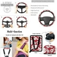 thumbnail image 5 of Yuyamidu Red Hibiscus Car Seat Cover Full Set of 15 Women Steering Wheel Cover Seat Belt Pad Garbage Bag Car Vent Organizer Pocket Rearview Mirror Cover Cup Coasters Key Chain Fit Most Vehicles, 5 of 7