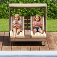 thumbnail image 4 of Costway Kids Double Chaise Lounge Patio Lounge Chair with Cup Holders & Awning Brown, 4 of 10