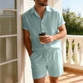 thumbnail image 5 of Yaoyar Mens Beach Casual Short Sleeve Set Matching Camp Shirt Versatile Short Sleeved Shorts Casual Vacation Two Piece Outfit Set, 5 of 8
