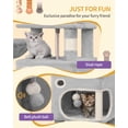 thumbnail image 3 of Cat Tree, 62.6‑Inch Tall Multi‑Level Cat Tower for Indoor Cats with Scratching Posts, Platforms, Cat Caves and Hanging Basket, Light Gray, 3 of 14