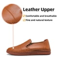 thumbnail image 3 of Men's Casual Leather Loafer Shoes Slip On Soft Breathable Handmade Stitching Fashion Shoes Lightweight Driving Dress Shoe Brown 9 US, 3 of 7