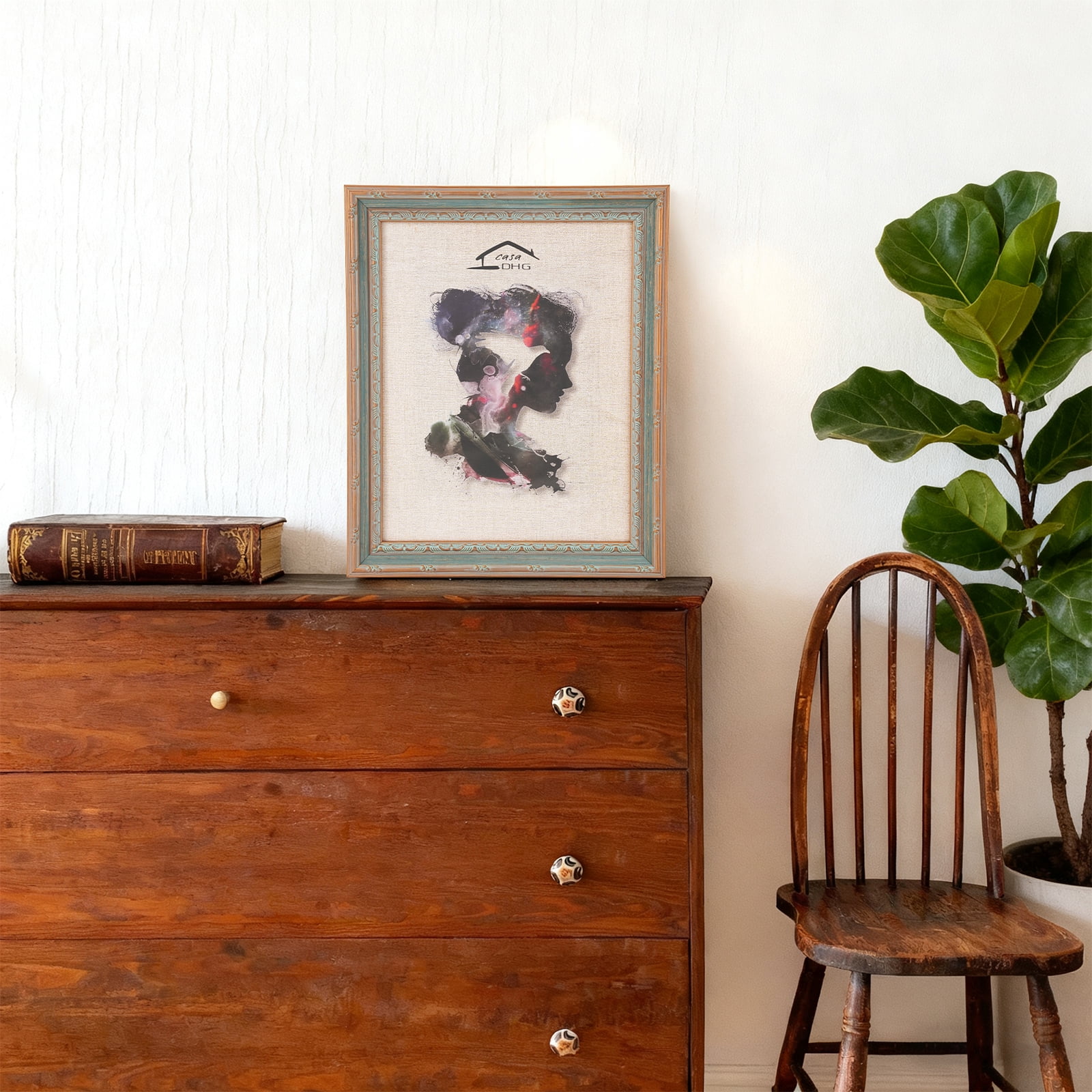 CasaDHG 11x14 Vintage Picture Frame with Glass, Antique Picture Frames, Retro Design 8 x 10 Vintage Frames for Home and Office, Home & Wedding Decor,Blue