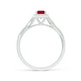 thumbnail image 2 of ANGARA Natural Emerald-Cut Ruby Halo Twisted Shank Ring in 14K White Gold for Women (Size-6x4mm) | July Birthstone Jewelry for Her | Natural Ruby Rings, 2 of 9