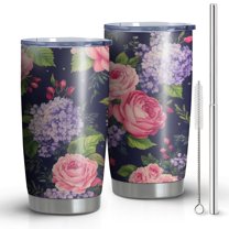 20 Oz Pioneer Flower Coffee Tumbler Double Wall Insulated Stainless Steel Water Bottle | Metal Reusable Thermoses Flask with Cup Cap | Leak & Sweat Proof with Anti-Dust Lid