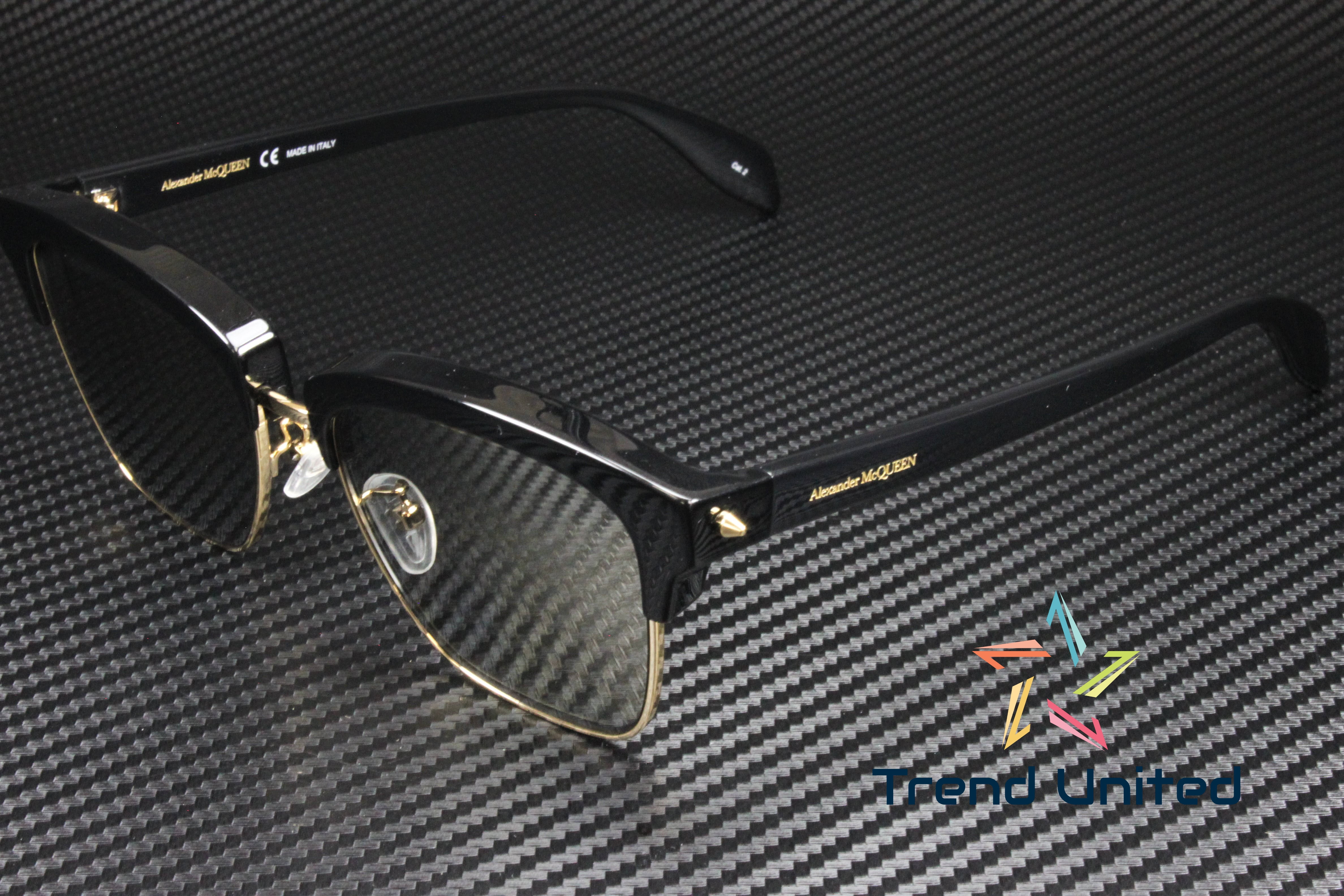 ALEXANDER MCQUEEN AM0297S 002 Square Gold Shiny Grey 54 mm Men's Sunglasses
