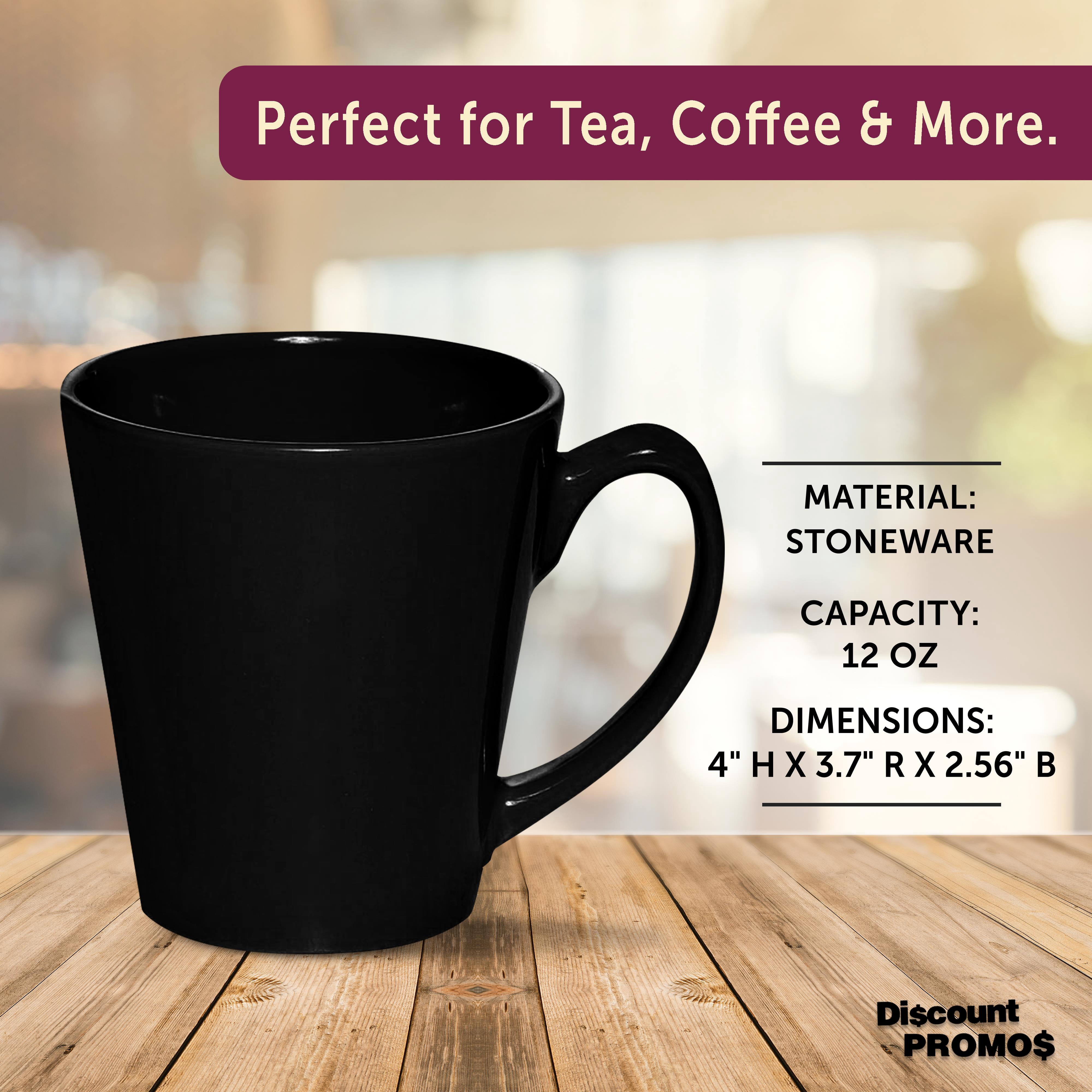 Glossy Ceramic Latte Coffee Mug 12 oz. Set of 10, Bulk Pack - Perfect for Tea, Espresso, Cappuccino, Hot Cocoa - Black