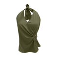 thumbnail image 5 of Soyumi Women's Sexy Halter Neck Backless Tank Top Deep V Neck Sleeveless Open Back Y2K Slim Fit Summer Crop Tops, Blackish Green, 5 of 5