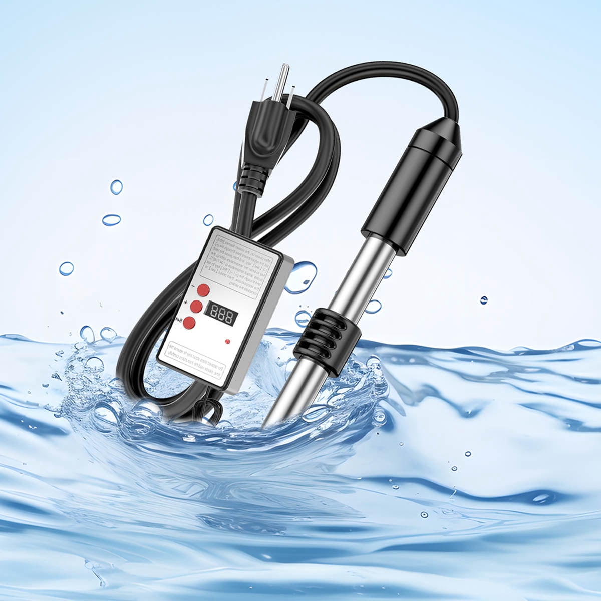 1500w Immersion Water Heater with Thermostat, Temperature Control Portable Bathtub Bucket Submersible Heater,Pool Heater for Inflatable Above Ground Swimming Pool