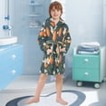 thumbnail image 5 of FORMRS Kids Bathrobe Unisex Hooded Robe Toddler Pajamas Sleepwear, Size 7-9T, Blue Floral Oranges, 5 of 7