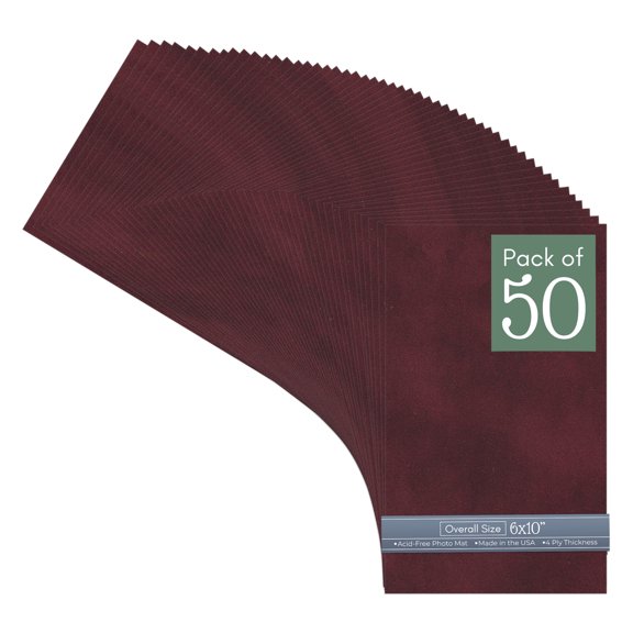 Dark Red Suede 6x10 Uncut Art Mat Board - No Opening - 50 Mats