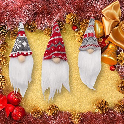 Christmas Handmade Swedish Gnome Santa Elf Dwarf Long Bread Plush Doll for Commercial Show Window&Family Party Gifts&Christmas Tree Office Table Decoration/As Photographic Props