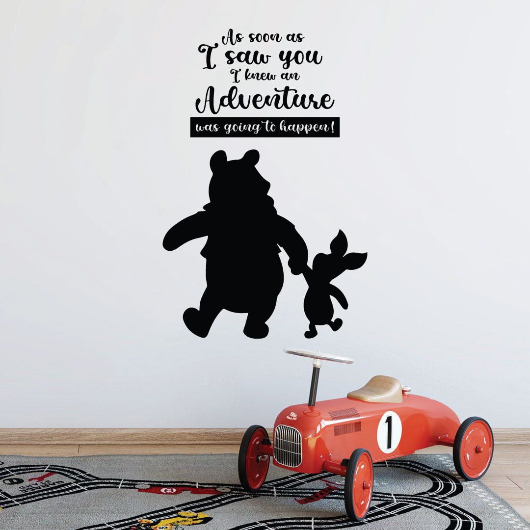 As Soon As I Saw You I Knew An Adventure Was Going To Happen Winnie The Pooh Quotes Quote Vinyl Sticker Wall Art Decoration Decal For Kids BabyGirl BabyBoy Room Home Room Wall Sticker Size(20x20 inch)