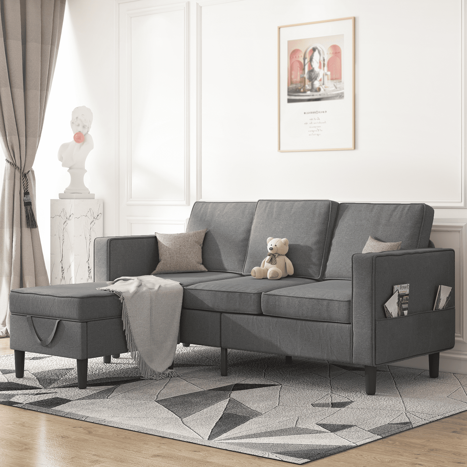 Mjkone Convertible Sectional Sofa Couch, Couches for Living Room