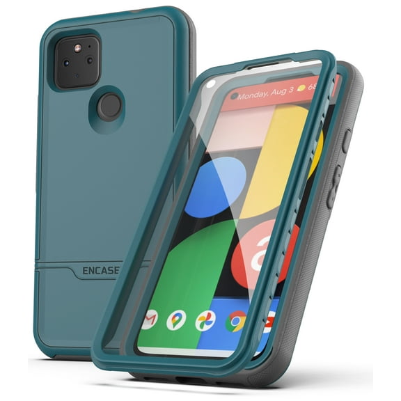 Encased RebelShield Designed for Pixel 5a 5G Case with Screen Protector, Heavy Duty Full Body Protective Cover with Build-in Screen Guard for Google Pixel 5a 5G - Blue