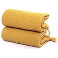 thumbnail image 2 of PÜSKÜL - Waffle Weave Thin Turkish Bath and Beach Towels - Turkish Cotton Oversized Quick Drying Waffle Towels for Travel 67x33 inch 2 Packs (Mustard Yellow), 2 of 9