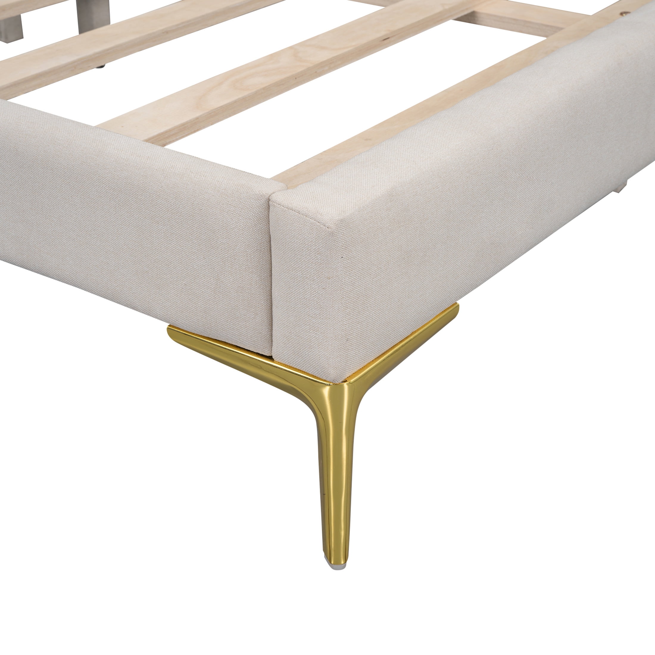 Noble House Full Upholstered Daybed, Modern Linen Sofa Bed with Armrest and Backrest, Space Saving Design, Beige
