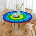 thumbnail image 3 of Colorful Tie Dye Circle Pattern Round Fitted Tablecloth with Elastic Edge,Dining Table Cover Waterproof,Outdoor Round Tablecloth for Camping,Dining,Indoor and Outdoor, 3 of 7
