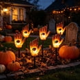 thumbnail image 5 of Dmlowu Halloween Solar Lights Outdoor, 5 Pack Waterproof Ground Stake Orange Pumpkin Lights, Spooky Halloween Decorations for Outdoor Garden Lawn, 5 of 6