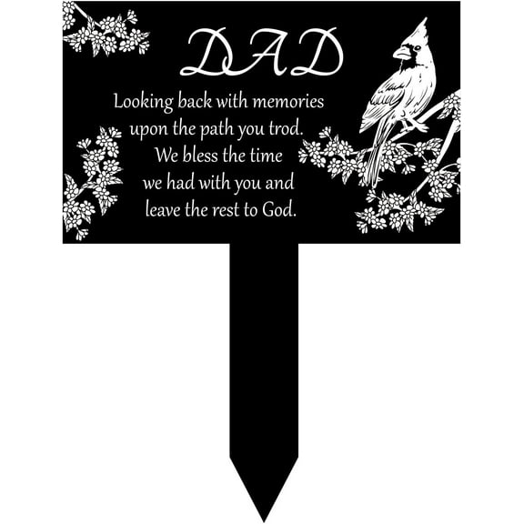 Memorial Stake Acrylic Grave Stake Cemetery Markers for Graves Bird Pattern Cemetery Memorial Plaque for Garden Grave Decorations