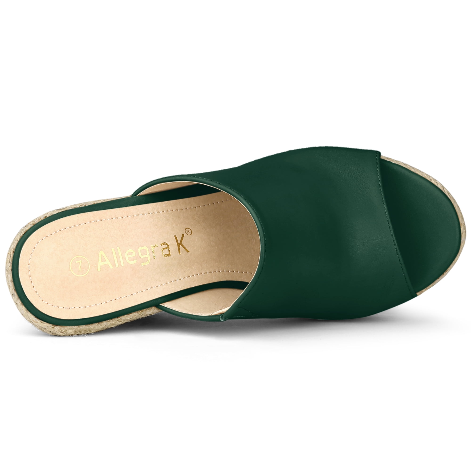 DARING DIVA Women's Slip on Platform Sandals Espadrilles Wedges Slides Dark Green 10