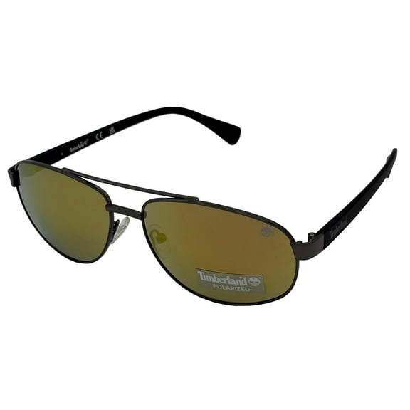 Timberland Sunglass Mens Black Metal Aviator, Mirror Polarized Lens TB7280. 8A