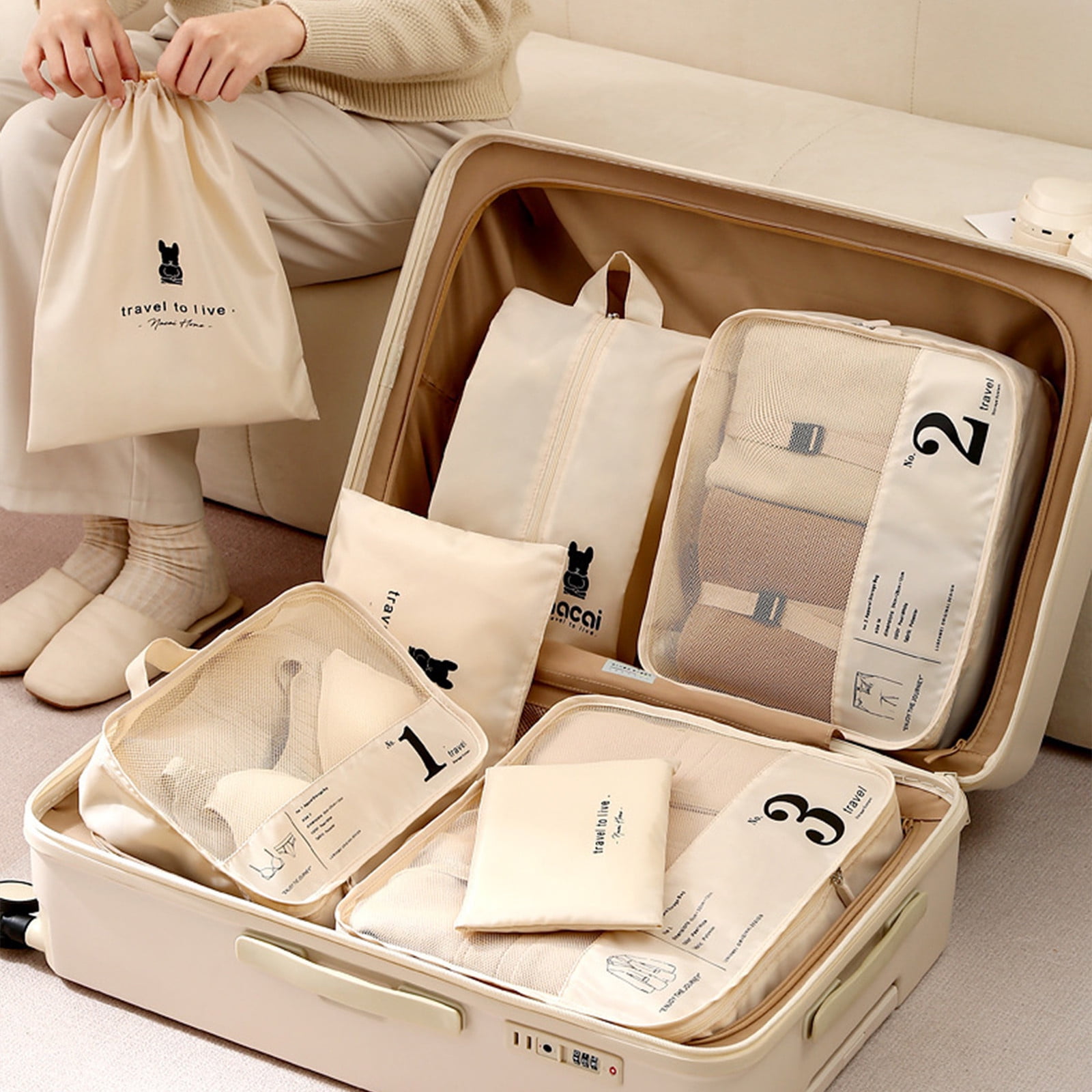 Lunxisen 1 Pcs Packing Cubes for Suitcases,Travel Luggage Packing Organizers with Laundry Bag,Compression Storage Shoe Bag, Clothing Underwear Bag