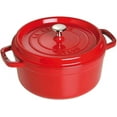 thumbnail image 2 of Staub 26cm Cast Iron Round Cocotte, Roasting Pan 5.2L, Dishwasher Safe, Cherry, 2 of 6