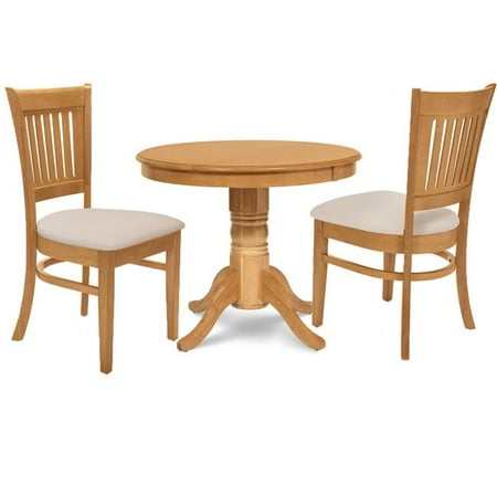 Oak Furniture Columbia Md M&D Furniture BRMI3-OAK-C Brookline 3 piece small kitchen table and chairs set in Oak finish ()