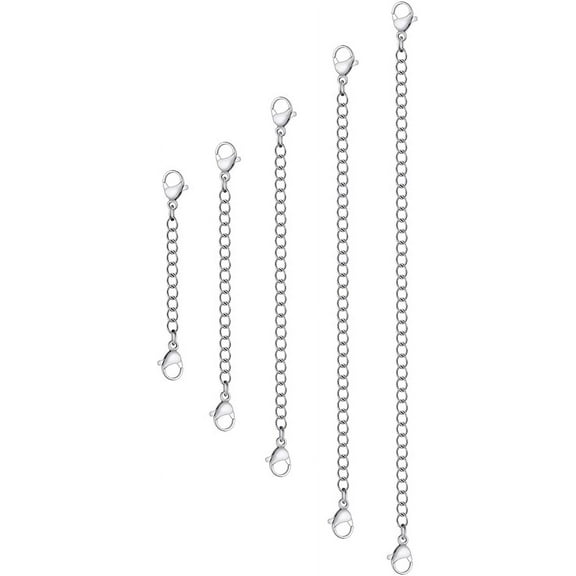 Necklace Extender Sterling Silver for Women 4 Piece Necklace Extender Chains Silver Set Fine Chain Extender for Necklace