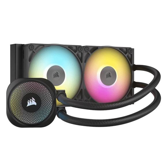 Restored Corsair iCUE Link Titan 240 RX RGB Liquid CPU Cooler – 240mm AIO – 2X RX120 RGB Fans Included – Fits Intel LGA 1851/1700, AMD AM5/AM4 – iCUE Link System Hub Included – Black
