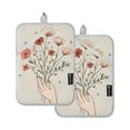 thumbnail image 7 of Yayeee Pot Holders Kitchen Heat Resistant with Pocket 7"x9.8" Cotton Oven Cooking Hot Pads, Red Flower, 7 of 7