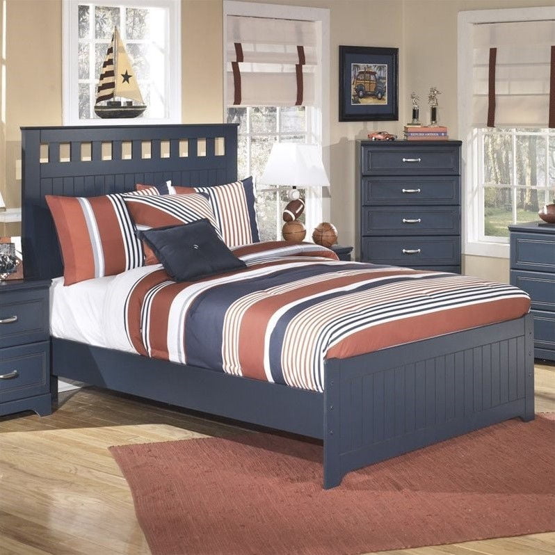 Ashley Leo Wood Full Panel Bed In Blue, Ashley Leo Twin Bed