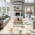 thumbnail image 3 of Large Area Rugs for Living Room Bedroom, White Floral 8'x10' Rug Washable Carpet Runner Indoor Outdoor, Spring Country Vintage Flower Leaf Plant Non Slip Floor Mats Rug for Kitchen, Patio, 3 of 8