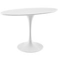 thumbnail image 3 of Modern Contemporary Urban Design Mid Century Kitchen Room Oval Top Dining Table, White, Metal Wood, 3 of 5