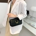 thumbnail image 3 of Bolso Hombro Retro para Mujer Bolso Femenino Color Sólido Cuero PU (Negro), 3 of 9